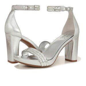 Naturalizer® Joy Silver Platform Sandal Heels Size 9.5 M New in Box